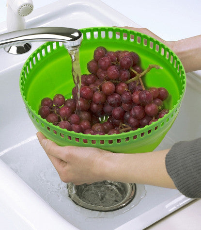 Collapsible Salad Spinner used as a Colander
